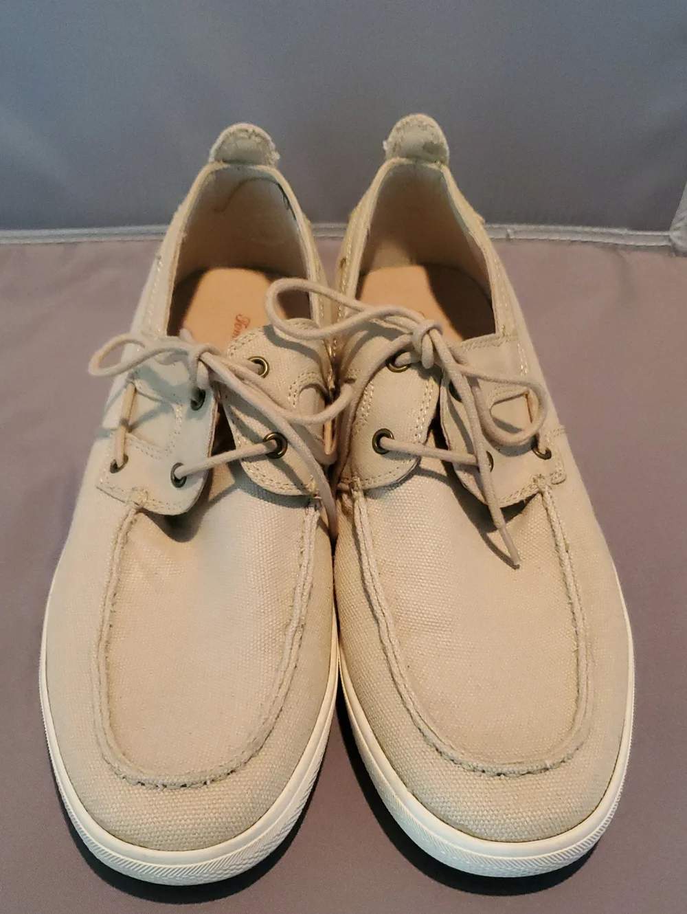 Tommy Bahama Men's Beige Canvas Boat Shoes Size 10